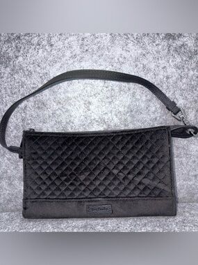 Vera Bradley Quilted Velvet Convertible Iconic RFID Slim Wristlet in Black